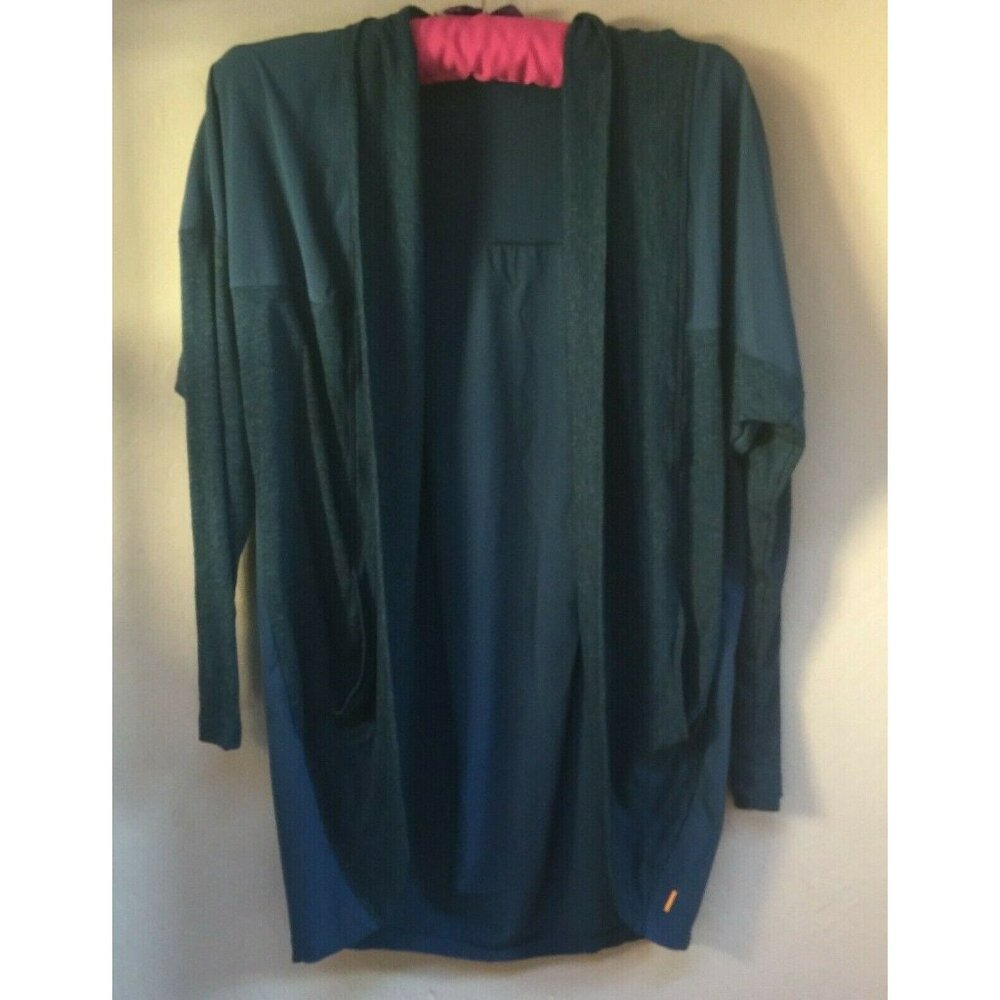 Lucy Women's Small Enlightening Wrap Sweater Cardigan Open Front Green Stretch